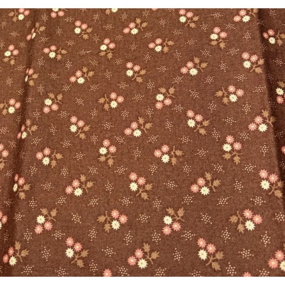 Small Floral Brown Quilting Cotton Fabric 19x22